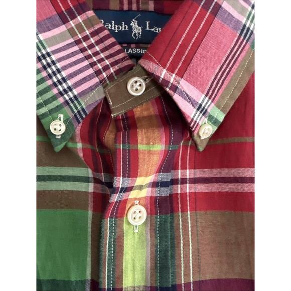 Vintage Polo Ralph Lauren Red Plaid Button Down Shirt Size XL Classic Fit Pony - Picture 4 of 8